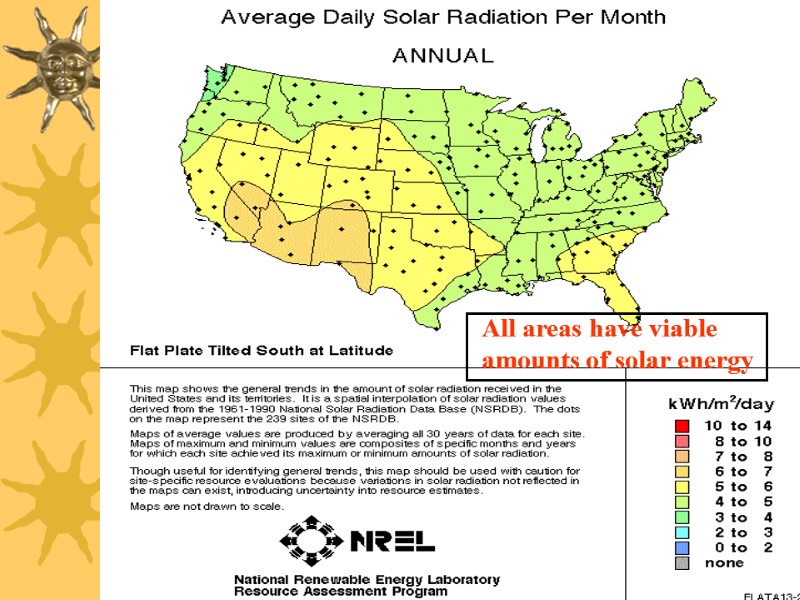 All areas have viable amounts of solar energy
